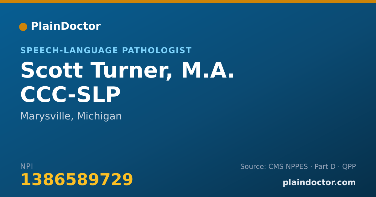 Shareable card for Scott Turner, M.A. CCC-SLP - Speech-Language Pathologist, Marysville, MI