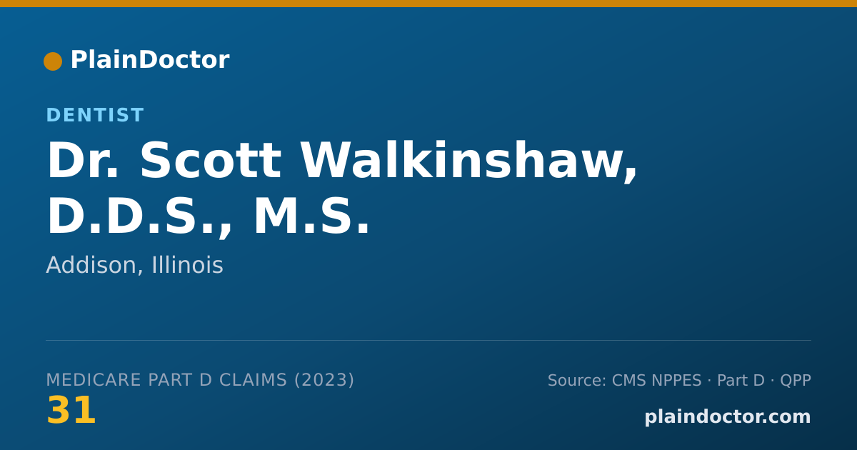 Shareable card for Scott Walkinshaw, D.D.S., M.S. - Dentist, Addison, IL