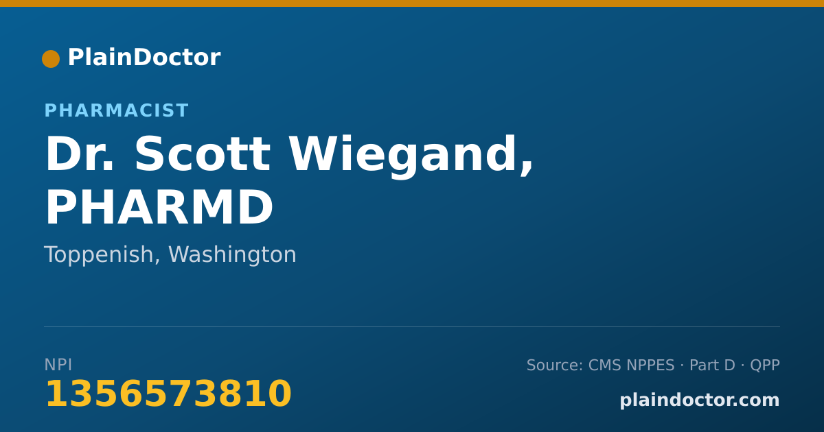Shareable card for Scott Wiegand, PHARMD - Pharmacist, Toppenish, WA