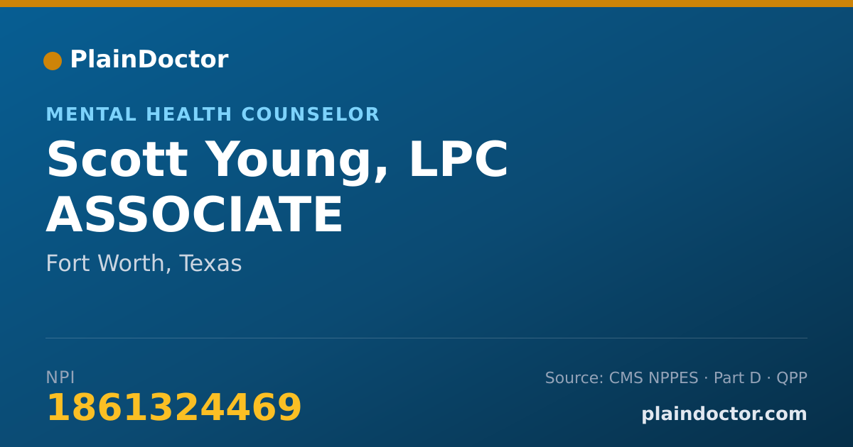 Shareable card for Scott Young, LPC ASSOCIATE - Mental Health Counselor, Fort Worth, TX