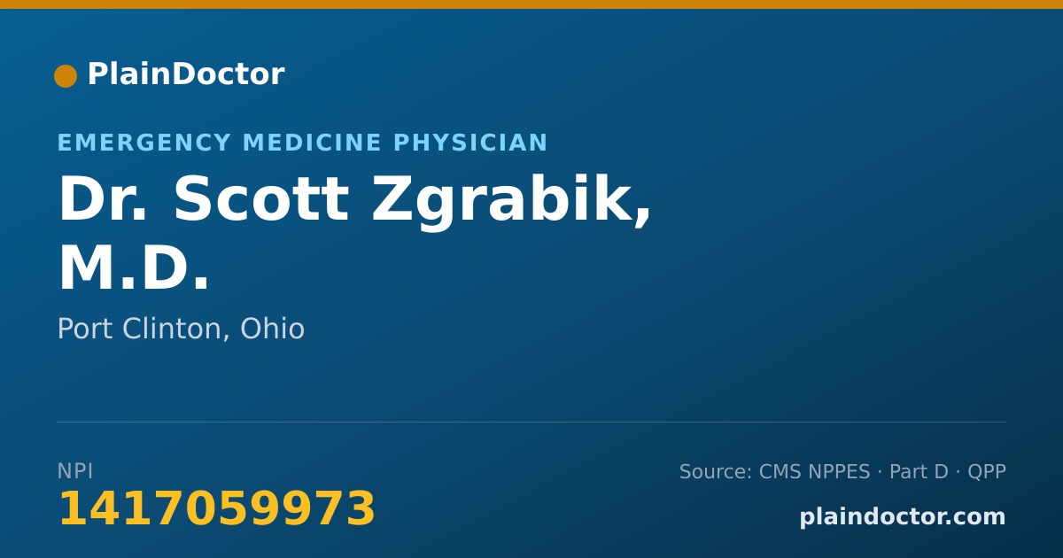 Shareable card for Scott Zgrabik, M.D. - Emergency Medicine Physician, Port Clinton, OH