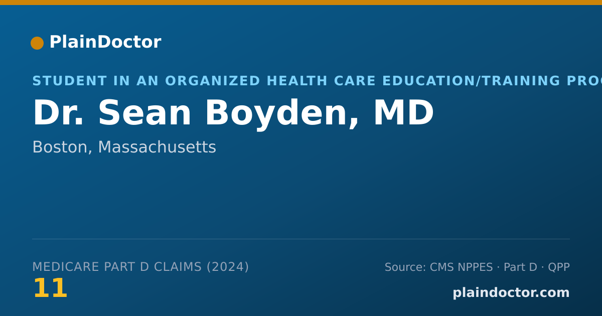 Shareable card for Sean Boyden, MD - Student in an Organized Health Care Education/Training Program, Boston, MA