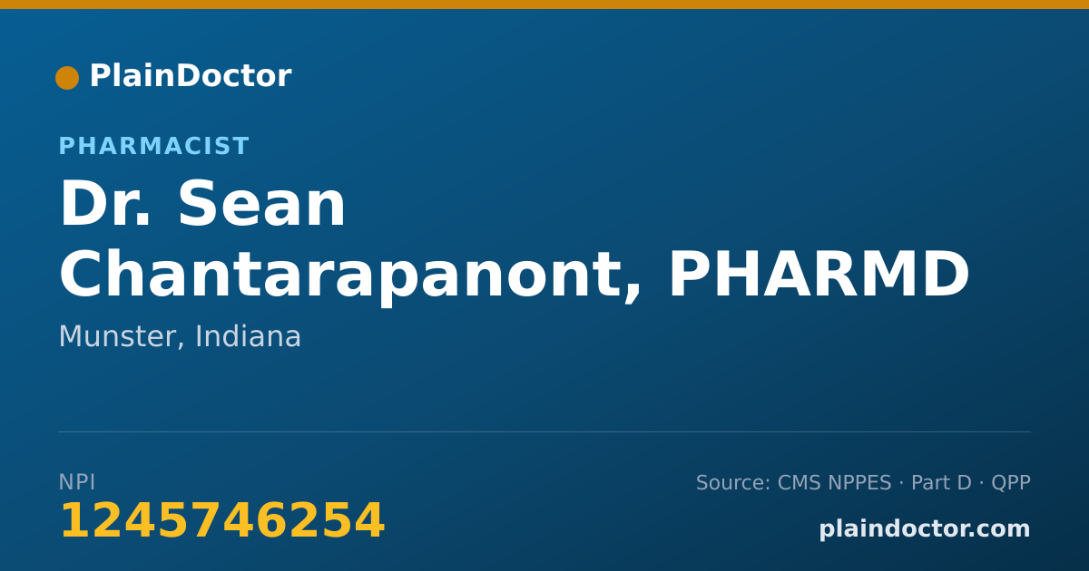 Shareable card for Sean Chantarapanont, PHARMD - Pharmacist, Munster, IN