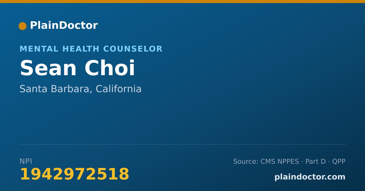Shareable card for Sean Choi - Mental Health Counselor, Santa Barbara, CA