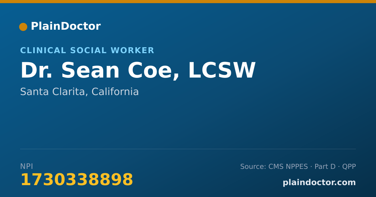 Shareable card for Sean Coe, LCSW - Clinical Social Worker, Santa Clarita, CA
