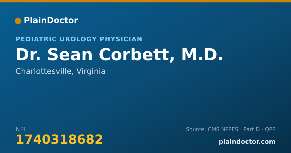 Shareable card for Sean Corbett, M.D. - Pediatric Urology Physician, Charlottesville, VA