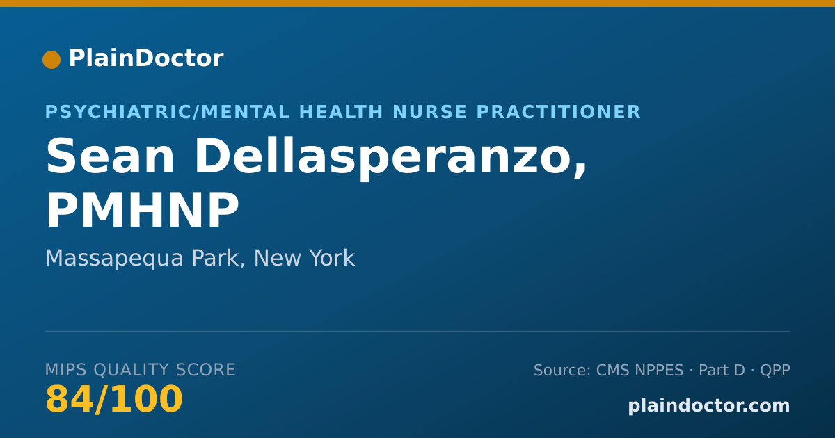Shareable card for Sean Dellasperanzo, PMHNP - Psychiatric/Mental Health Nurse Practitioner, Massapequa Park, NY