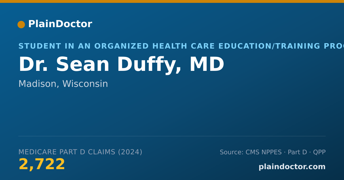 Shareable card for Sean Duffy, MD - Student in an Organized Health Care Education/Training Program, Madison, WI
