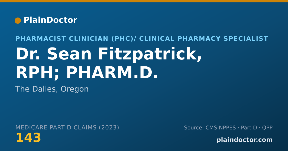 Shareable card for Sean Fitzpatrick, RPH; PHARM.D. - Pharmacist Clinician (PhC)/ Clinical Pharmacy Specialist, The Dalles, OR