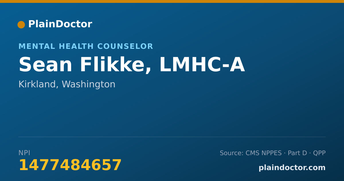 Shareable card for Sean Flikke, LMHC-A - Mental Health Counselor, Kirkland, WA