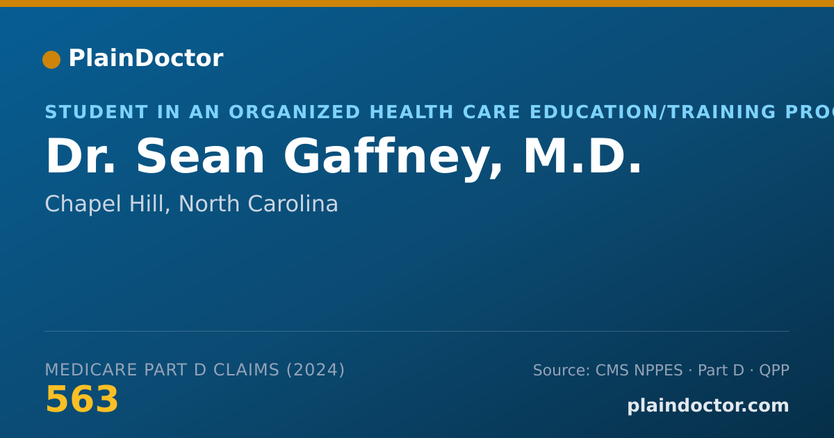 Shareable card for Sean Gaffney, M.D. - Student in an Organized Health Care Education/Training Program, Chapel Hill, NC