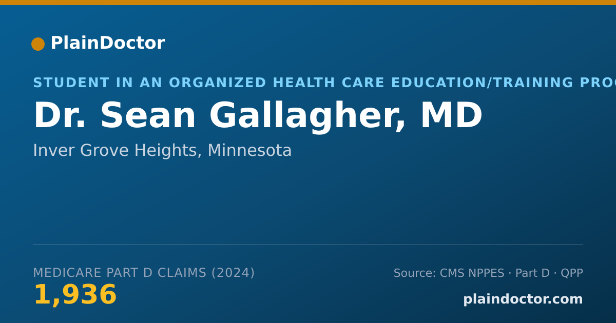 Shareable card for Sean Gallagher, MD - Student in an Organized Health Care Education/Training Program, Inver Grove Heights, MN