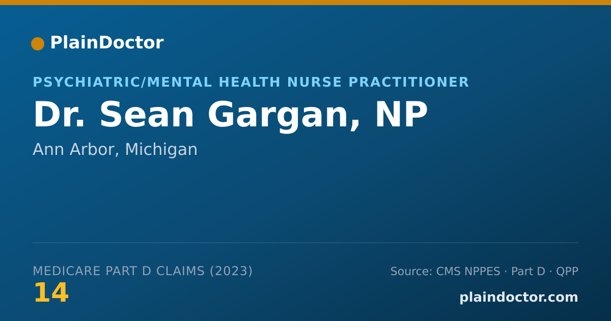 Shareable card for Sean Gargan, NP - Psychiatric/Mental Health Nurse Practitioner, Ann Arbor, MI
