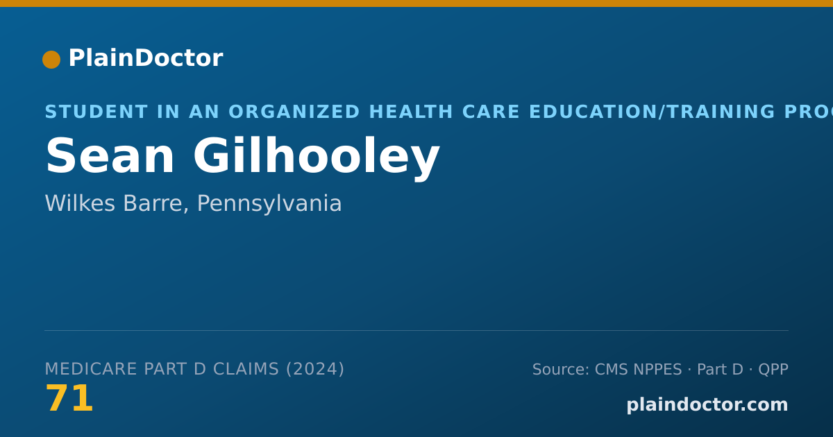 Shareable card for Sean Gilhooley - Student in an Organized Health Care Education/Training Program, Wilkes Barre, PA