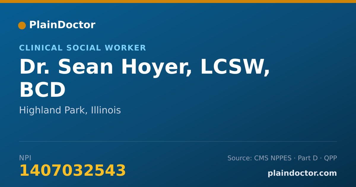 Shareable card for Sean Hoyer, LCSW, BCD - Clinical Social Worker, Highland Park, IL