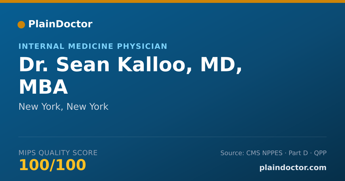 Shareable card for Sean Kalloo, MD, MBA - Internal Medicine Physician, New York, NY