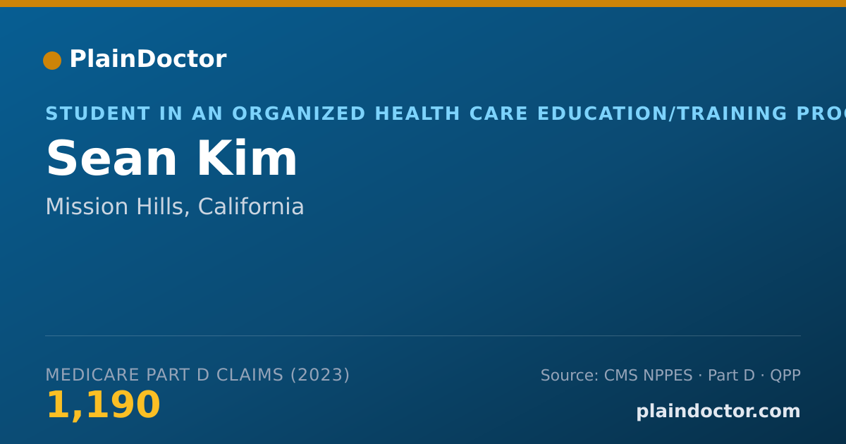 Shareable card for Sean Kim - Student in an Organized Health Care Education/Training Program, Mission Hills, CA