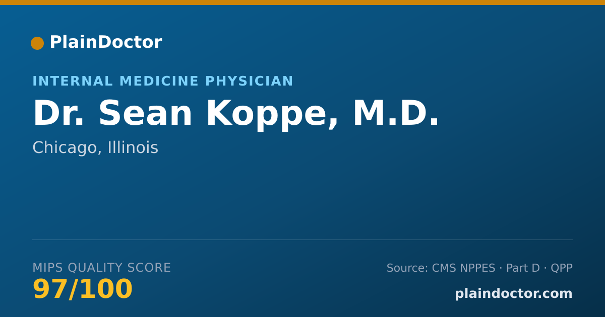 Shareable card for Sean Koppe, M.D. - Internal Medicine Physician, Chicago, IL