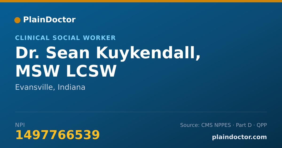 Shareable card for Sean Kuykendall, MSW LCSW - Clinical Social Worker, Evansville, IN
