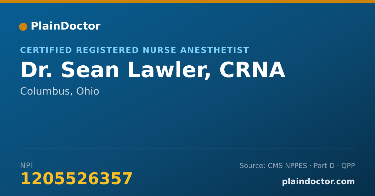 Shareable card for Sean Lawler, CRNA - Certified Registered Nurse Anesthetist, Columbus, OH