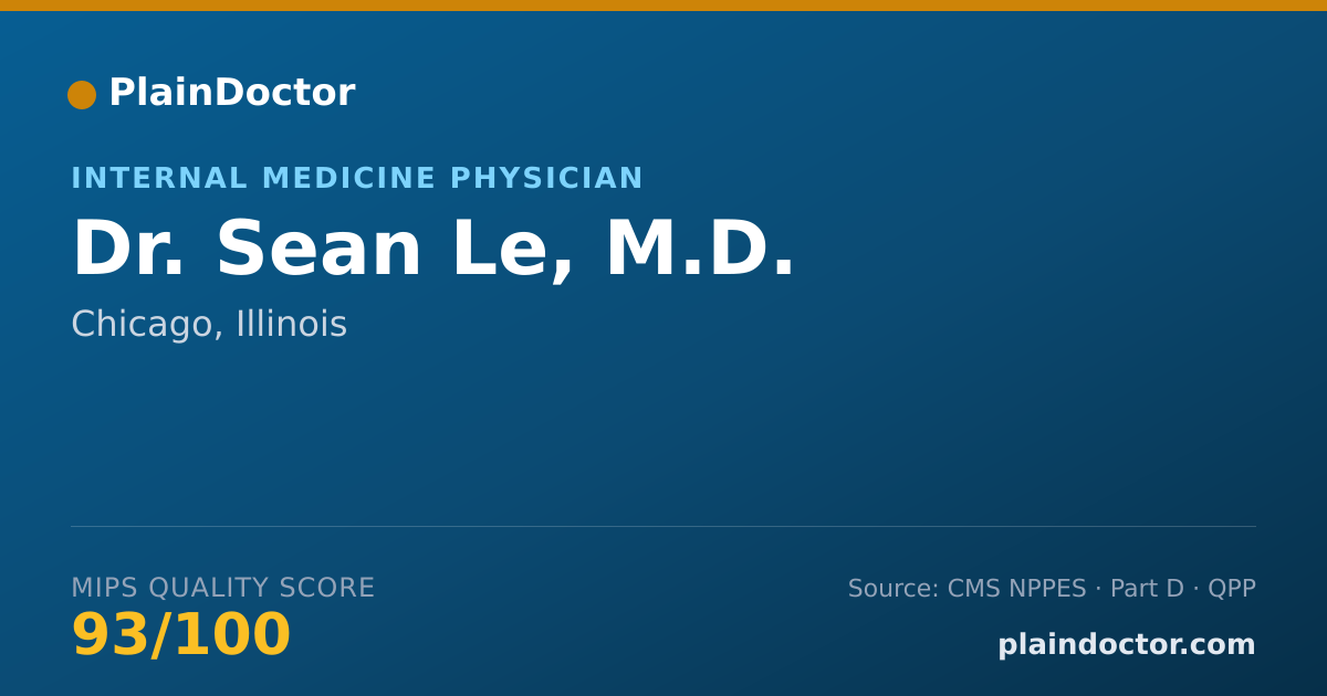 Shareable card for Sean Le, M.D. - Internal Medicine Physician, Chicago, IL