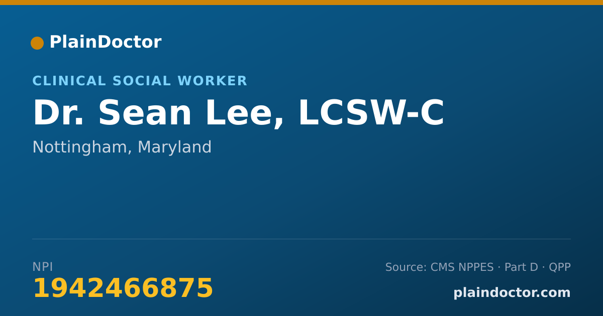 Shareable card for Sean Lee, LCSW-C - Clinical Social Worker, Nottingham, MD