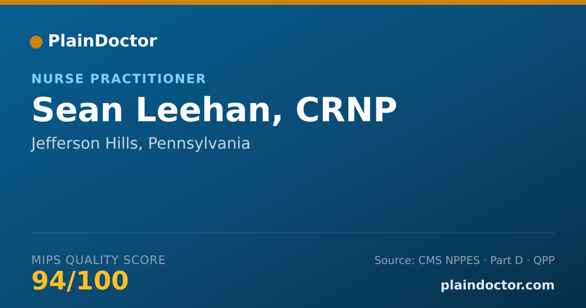 Shareable card for Sean Leehan, CRNP - Critical Care Medicine Nurse Practitioner, Jefferson Hills, PA