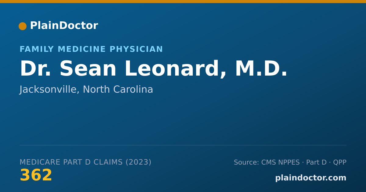 Shareable card for Sean Leonard, M.D. - Family Medicine Physician, Jacksonville, NC