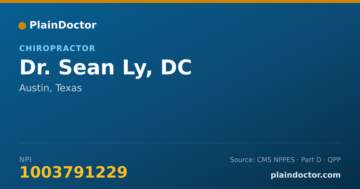 Shareable card for Sean Ly, DC - Chiropractor, Austin, TX