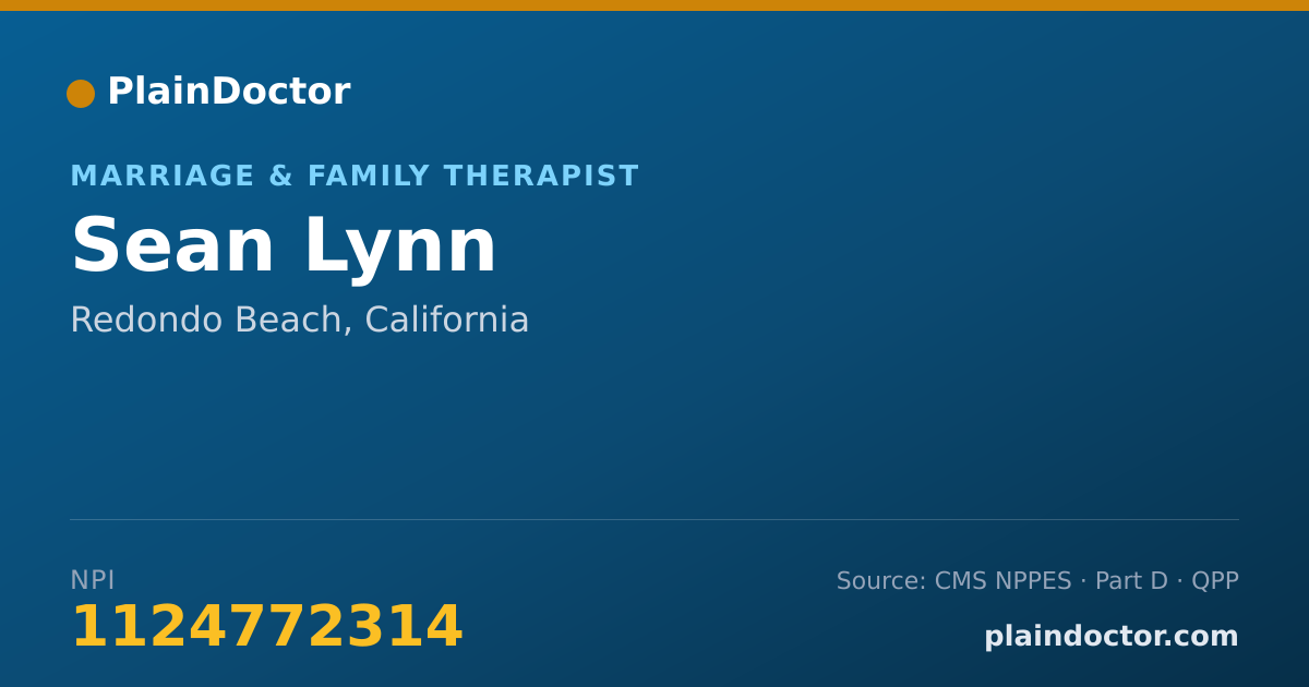 Shareable card for Sean Lynn - Marriage & Family Therapist, Redondo Beach, CA