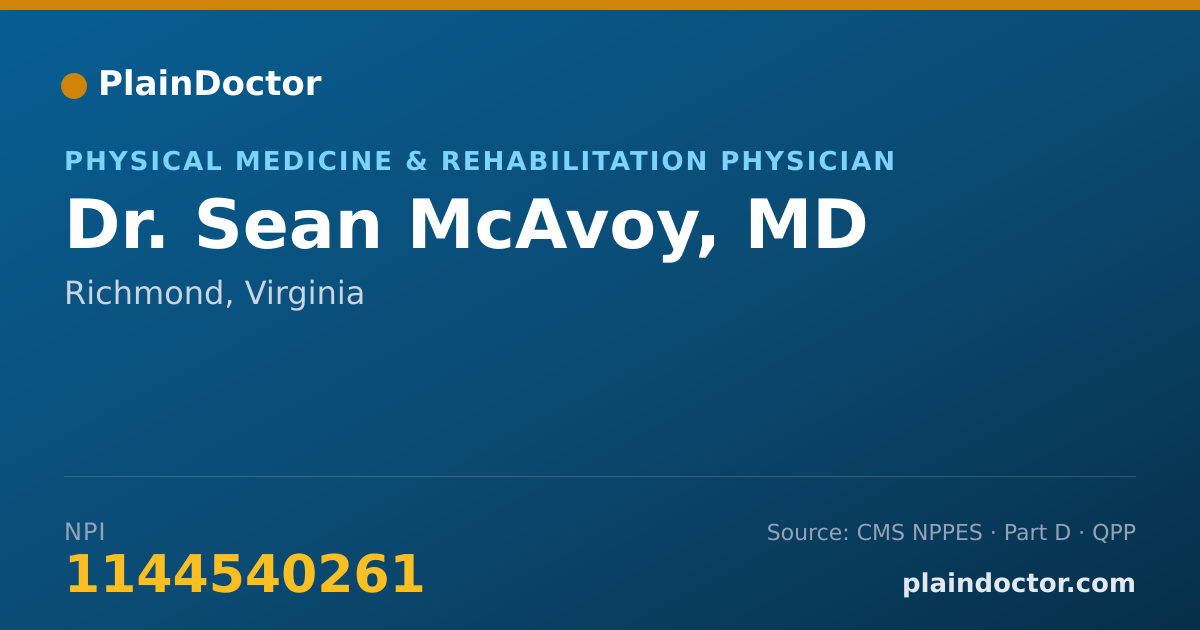 Shareable card for Sean McAvoy, MD - Physical Medicine & Rehabilitation Physician, Richmond, VA