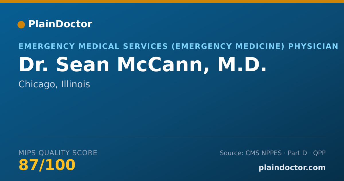Shareable card for Sean McCann, M.D. - Emergency Medical Services (Emergency Medicine) Physician, Chicago, IL