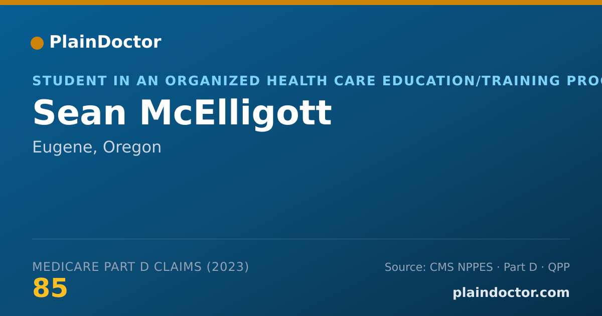 Shareable card for Sean McElligott - Student in an Organized Health Care Education/Training Program, Eugene, OR