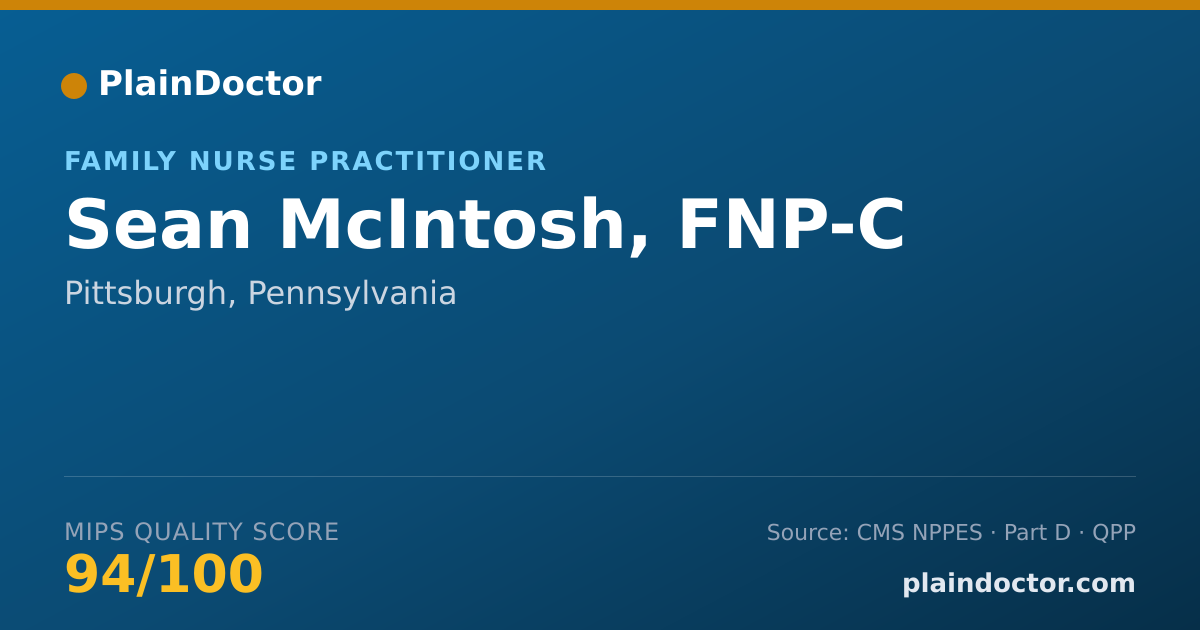 Shareable card for Sean McIntosh, FNP-C - Family Nurse Practitioner, Pittsburgh, PA