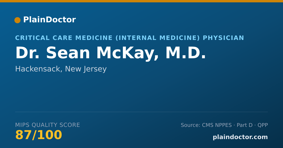 Shareable card for Sean McKay, M.D. - Critical Care Medicine (Internal Medicine) Physician, Hackensack, NJ