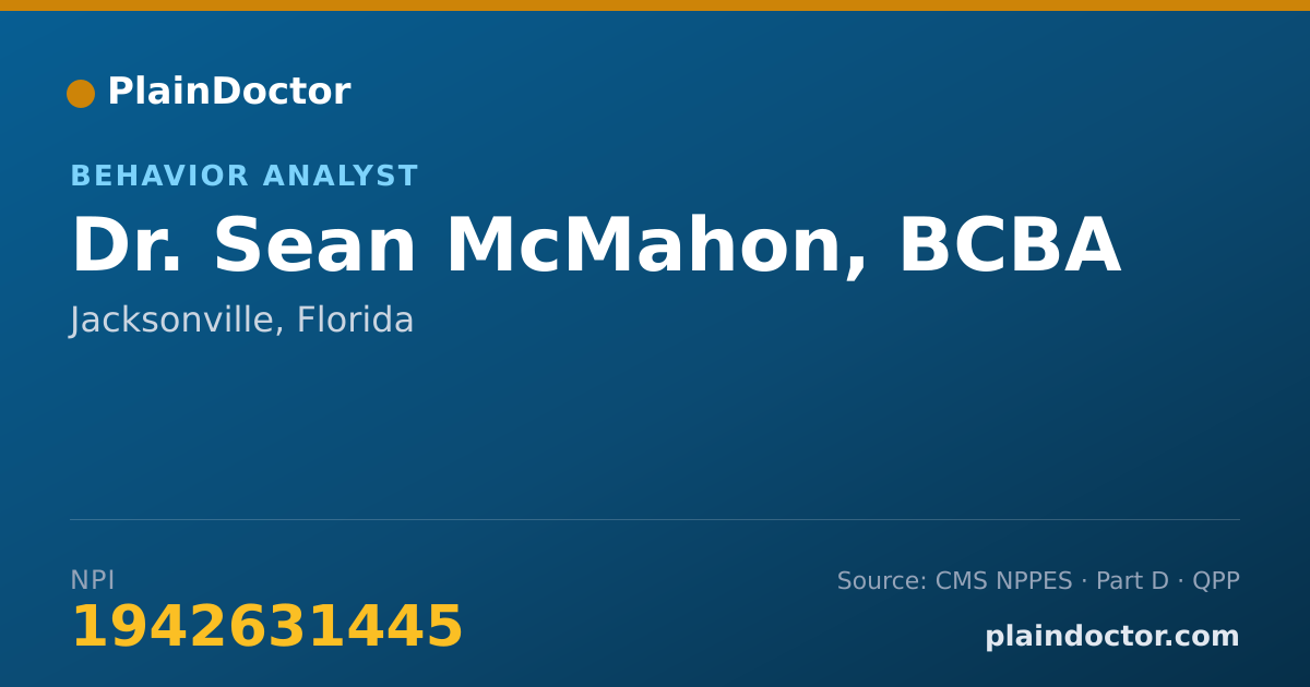 Shareable card for Sean McMahon, BCBA - Behavior Analyst, Jacksonville, FL