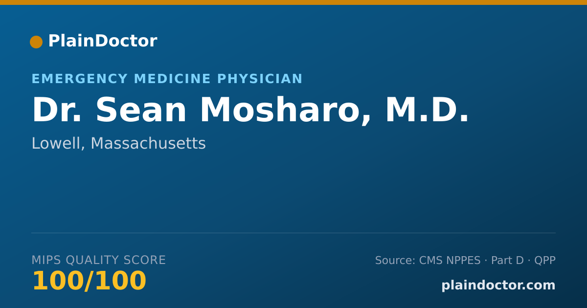 Shareable card for Sean Mosharo, M.D. - Emergency Medicine Physician, Lowell, MA