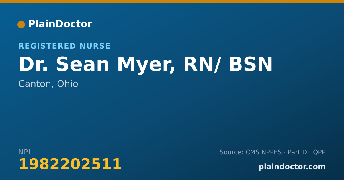 Shareable card for Sean Myer, RN/ BSN - Registered Nurse, Canton, OH