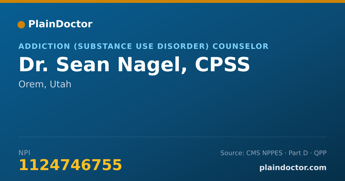 Shareable card for Sean Nagel, CPSS - Addiction (Substance Use Disorder) Counselor, Orem, UT