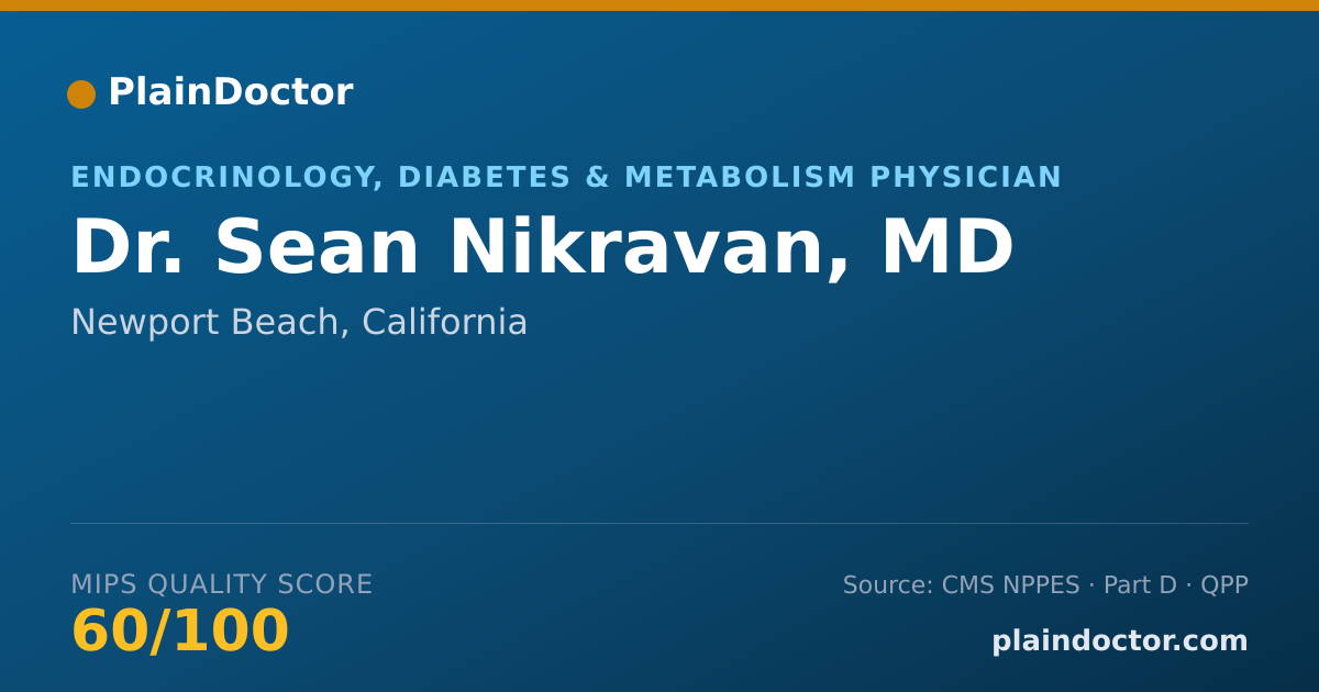 Shareable card for Sean Nikravan, MD - Endocrinology, Diabetes & Metabolism Physician, Newport Beach, CA