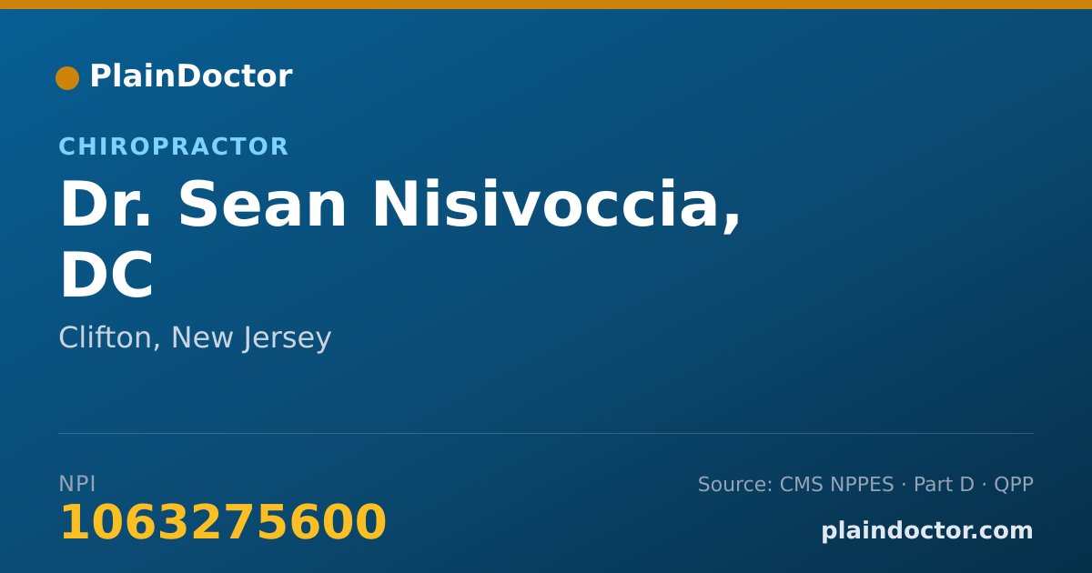 Shareable card for Sean Nisivoccia, DC - Chiropractor, Clifton, NJ