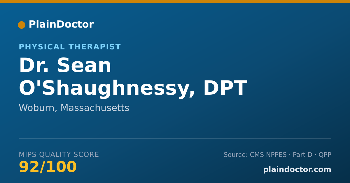 Shareable card for Sean O'Shaughnessy, DPT - Physical Therapist, Woburn, MA