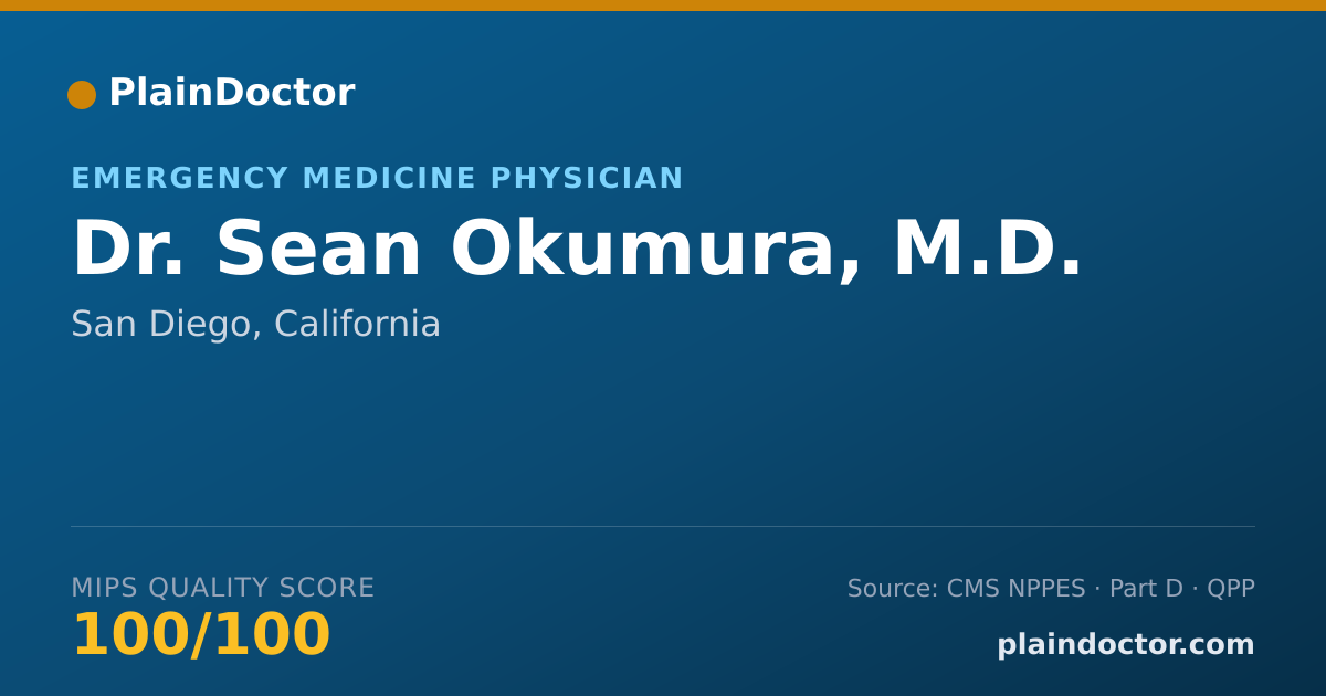 Shareable card for Sean Okumura, M.D. - Emergency Medicine Physician, San Diego, CA