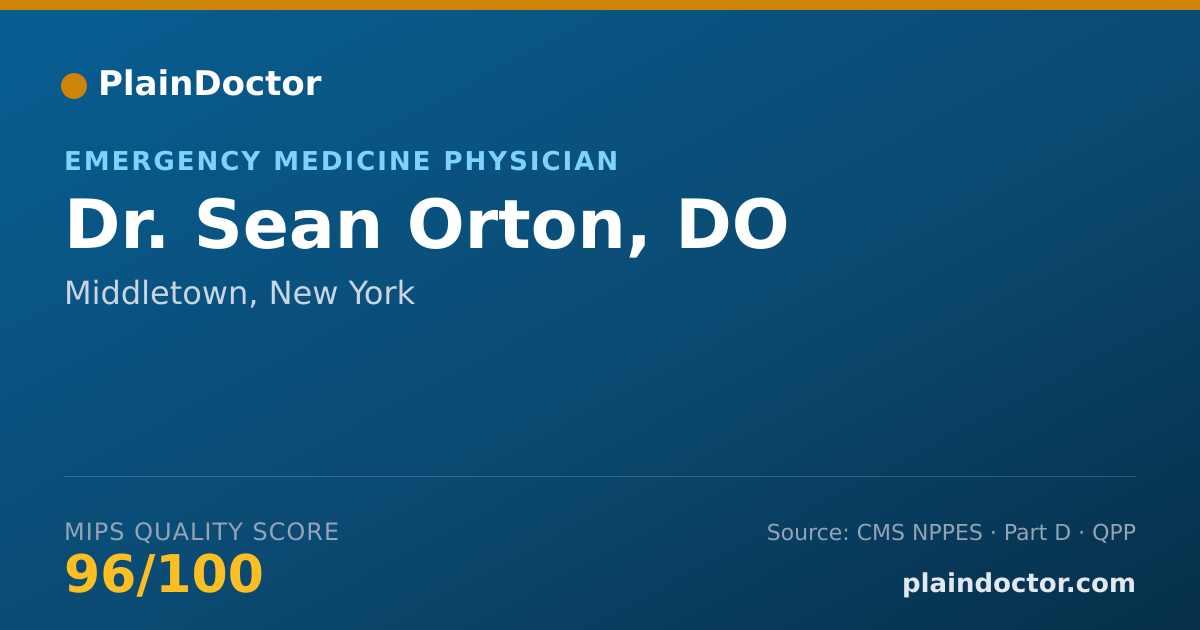 Shareable card for Sean Orton, DO - Emergency Medicine Physician, Middletown, NY