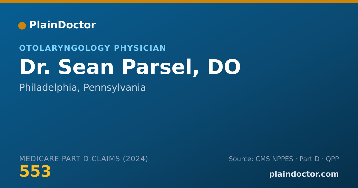 Shareable card for Sean Parsel, DO - Otolaryngology Physician, Philadelphia, PA