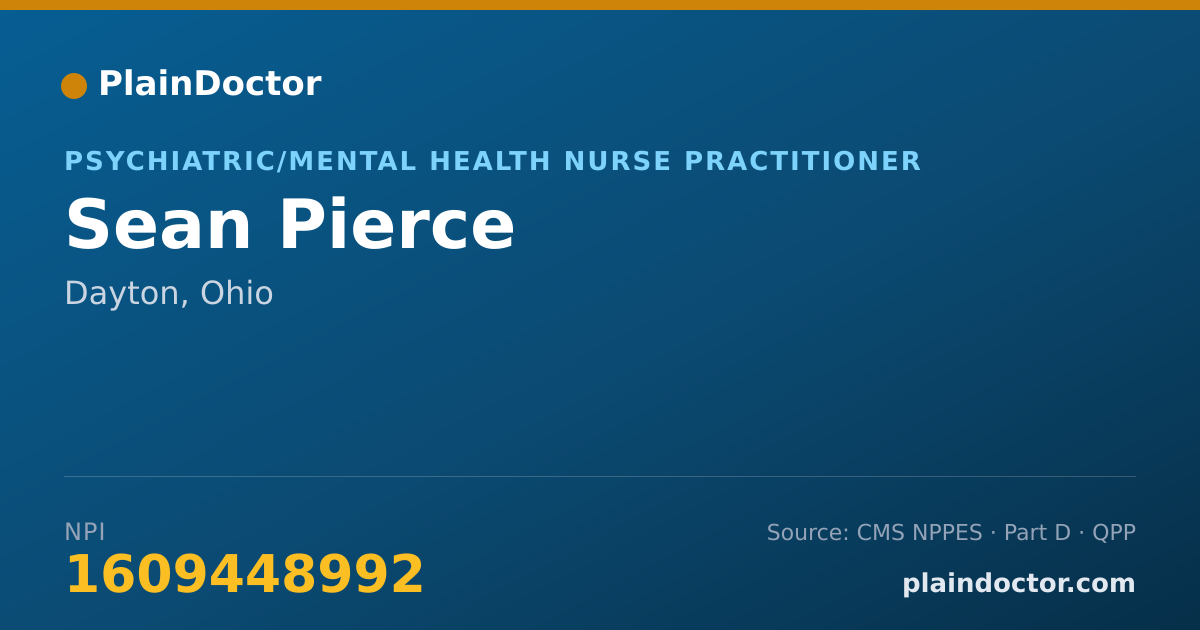 Shareable card for Sean Pierce - Psychiatric/Mental Health Nurse Practitioner, Dayton, OH