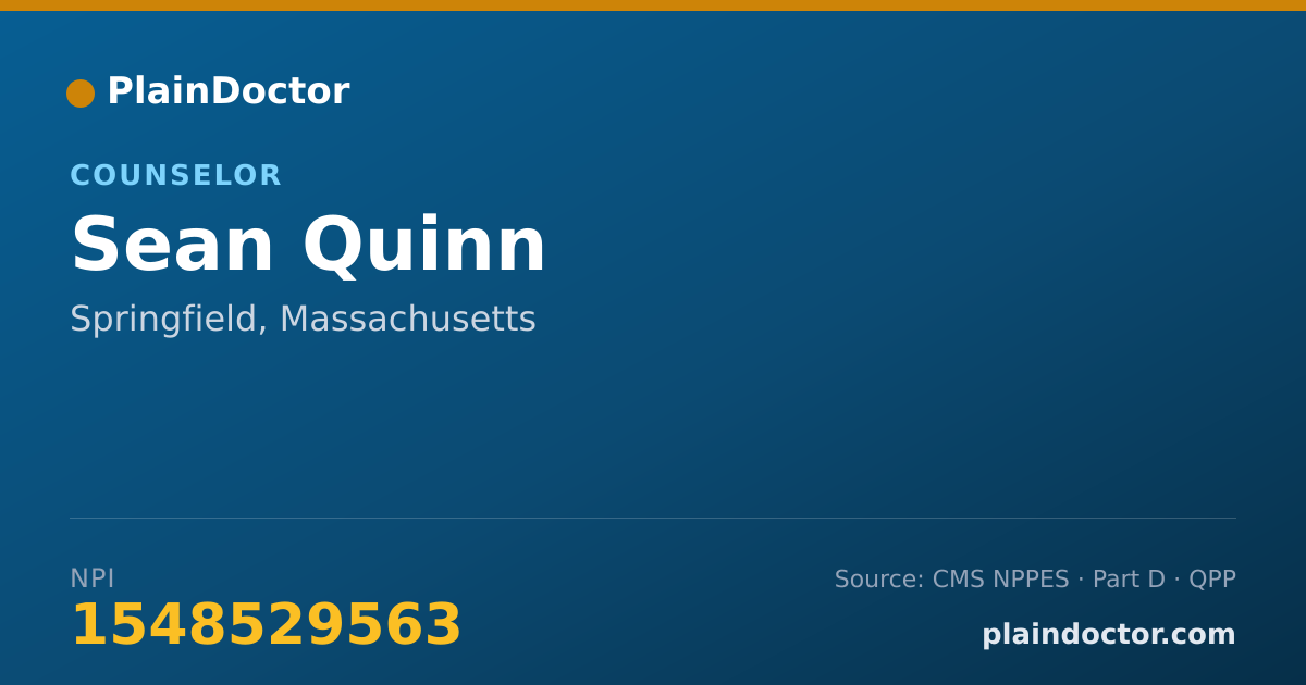 Shareable card for Sean Quinn - Counselor, Springfield, MA