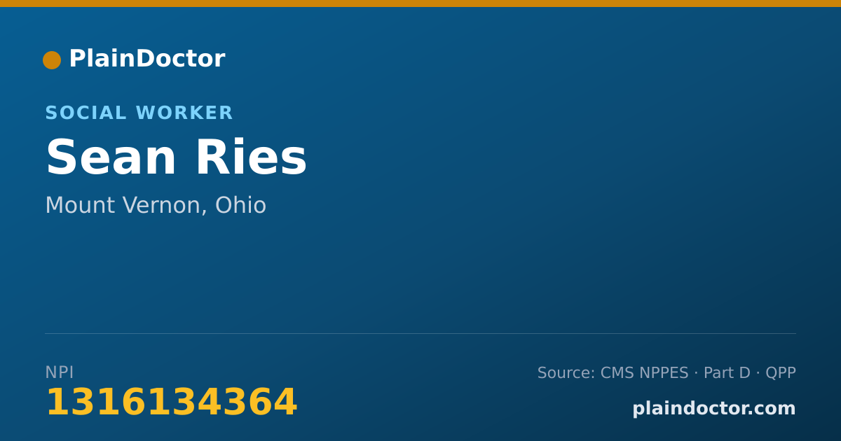 Shareable card for Sean Ries - Social Worker, Mount Vernon, OH