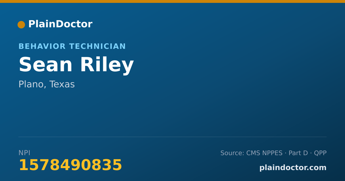Shareable card for Sean Riley - Behavior Technician, Plano, TX