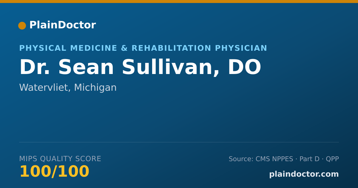 Shareable card for Sean Sullivan, DO - Physical Medicine & Rehabilitation Physician, Watervliet, MI